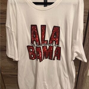 White 'ALA BAMA' Sequin Graphic Tee